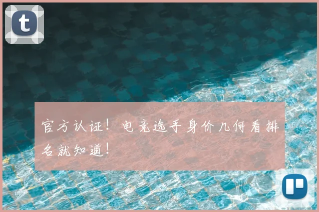 官方认证!电竞选手身价几何看排名就知道!